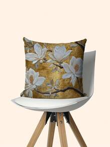 Chic & Golden Chinoiserie And Flowers Throw Pillow Cover, Perfect For Sofa, Bed, Car, Living Room, Office Decor | Machine Washable Polyester With Zip Closure,Multiple Sizes (Without Pillow Core)