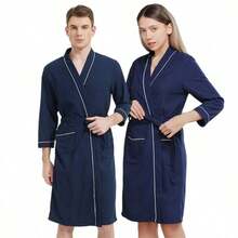 2025 New Four Seasons European And American Waffle Couple Bathrobe Summer Vacation Home Bathroom Decoration