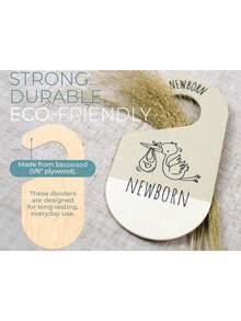 Set de 8 PIEZAS Divisores de armario de bebé de madera, decoración de color para vivero, organizadores de ropa de bebé para armarios, para bebés de recién nacidos a 24 meses+, separadores de perchas de madera reversibles, organizadores de ropa de bebé, regalo para baby shower y decoración de habitación - Multicolor - Ver 8