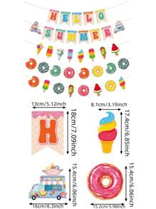 Pancarta "Bienvenido Verano" Decoraciones de fiesta de verano Decoración de fiesta en la playa con motivo de helado y rosquilla Pancartas para fiesta de verano hawaiana de feliz verano Suministros de fiesta