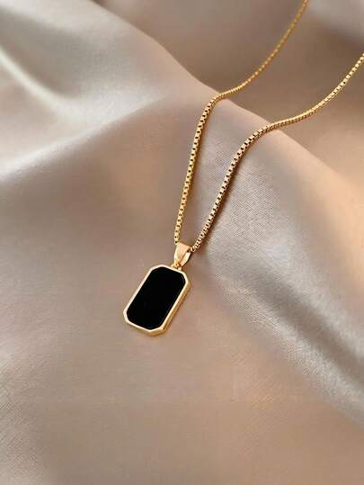 1 pieza Collar con colgante en forma de gota de aceite geométrico de estilo coreano a la moda. Collar conmemorativo de lujo y versátil, adecuado para salir, regalo para la madre, novia