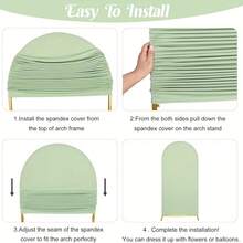 Bogenförmiger Hintergrund, 1,5 m, 1,8 m, 2 m, 2,2 m, Matcha-grüne Hochzeitsbogen-Abdeckung, 2-seitiger Spandex-Strick-Bogen-Hintergrund Kuppelbogen Hintergrund Stoff für Geburtstags-Party Hochzeitsbogen-Ständer Dekoration (Bogen NICHT enthalten, nur Stoffhintergrund) - Matcha-Grün - Übersicht 12