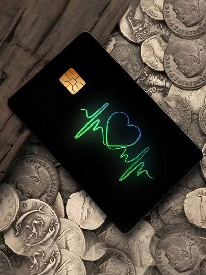 1 件/4 件创意心跳设计小芯片信用卡贴纸，PVC 防刮、防滑、防指纹耐用卡皮套，适用于信用卡、银行卡、交通卡、校园卡的 DIY 装饰，保护隐私，炫酷个性化创意礼物，适合男孩和女孩的礼物，返校，学校用品