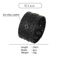 1pc Vintage Braided Wide Leather Adjustable Bracelet, Suitable For Men's Daily Wear