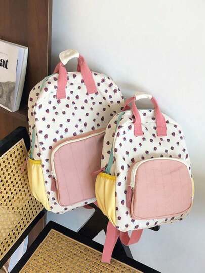 1 personalisierter Erdbeere Rucksack Tasche, süß und kompakt, Geschenktasche, Rückkehr zur Schule Geschenk. Segeltuch Rucksack, in zwei Größen erhältlich, geeignet für Reisen, Einkaufen, Schule und Arbeit