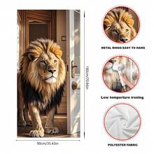 1 pieza (35*70 pulgadas/90*180cm), Material de poliéster, Cenefa para el marco de la puerta, Cortina de puerta 2D, Diseño de león majestuoso, Material de poliéster, Decoración colgante multiusos, Sin necesidad de energía, Se ajusta a la mayoría de las puertas, Decoración de fiesta de temporada