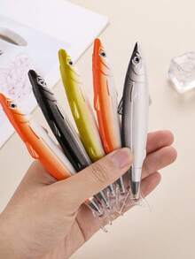 1支黑色圆珠笔，男女通用，创意趣味鱼形笔身，学生文具，适合学校和办公室使用。 - 彩色 - 查看 6