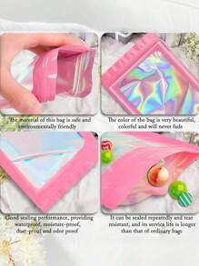 100 piezas Bolsas de joyería reutilizables y selladas, bolsas de sellado automático de colores con efecto láser, bolsas de almacenamiento de joyería, bolsas para regalo de accesorios, bolsas de embalaje sellables