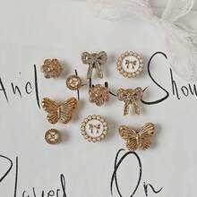 10 pingentes de sapato faça você mesmo - borboleta brilhante, laço, botões decorativos florais, material leve não metálico, estilo versátil e fofo da moda Y2K para homens e mulheres, adequado para sapatos de praia de EVA, sandálias, decoração de sapatos removíveis, presente de Natal