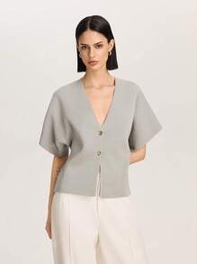 Cárdigan de punto informal de unicolor con botones delanteros para mujer, para verano y otoño