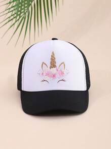 1pc Unicorn Design Breathable Lightweight Wicking Soft & Cute Youth Baseball Cap, Suitable For Spring, Summer, Casual, Vacation, Outdoor, Gift, Sun Protection