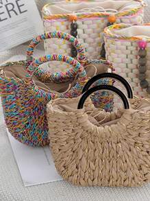 Alças de reposição para alças de bolsas DIY, alças circulares, alças planas, alças de resina, bolsas de praia DIY, carteiras decorativas e bolsas de artesanato em crochê