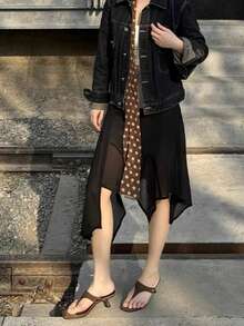 法式简约优雅人字拖，细跟人字拖，百搭单带凉鞋，女士 - 棕色 - 查看 8