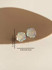 1 Pair Delicate Multicolor Rose Design Light Luxury Earrings, Unique Elegant Earrings