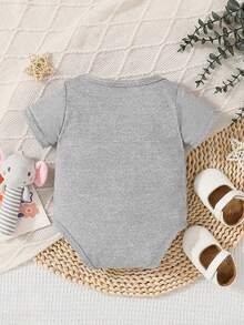 Customized Personalized Name Print Infant Toddler Romper Baby Girls Boys Casual Jumpsuit Playsuit Jumpsuit Gift - Grey