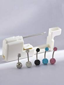 3 pièces/Set Pistolet de piercing pour le nombril jetable stérile 13G, 1 pièce Pistolet de piercing 13G, Combo de piercings pour le nombril multicolores, Facile à utiliser, Convient pour la beauté, Outil de piercing et accessoires pour une utilisation personnelle