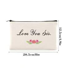 5/10pcs Floral Pattern Gratitude Themed Printed Canvas Gift Bags Set, Friendship Themed Cosmetic Bag Set, Text Expressing Love Zipper Bags For Jewelry And Hair Accessories, Gift Bags For Wedding Party, Cosmetic Bag, Toiletry Bag, Medicine Bag, Snack Bag, Travel Accessories, Multi-Purpose Bag, Stationery Bag, Thank You Gift, Party Favor, Bridesmaid Gift, Gifts For Family, Friends, Classmates, Graduation Gift, Travel Gift - Beige - View 9