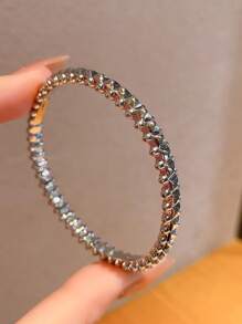 2pcs European & American Style Vintage Rivet Asymmetrical High-End Luxury Personalized Copper Ring & Bracelet Jewelry Set