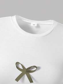 Tween Girl Butterfly Print Short Sleeve Shirt And Cargo Pants - White - View 3