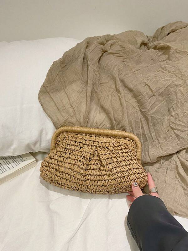 Bolso cruzado de mujer de verano de paja trenzada con borla y cadena, bolso de playa tejido con correa para el hombro, cartera hecha a mano, 1 bolso de embrague de paja trenzada de color beige claro para mujer, bolsas de playa, artículos esenciales para vacaciones, perfecta opción para damas de moda, ideal para el verano.
