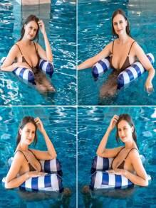 Schwimmring, aufblasbares Schwebebett, gestreifter Hängestuhl-Sonnenliege, Pool-Schwimmhilfe, Wassermatte für Schwimmbad, Sommer-Strandurlaubs-Accessoires, Strandutensilien