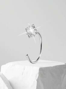 1 Stück Nasenring aus Edelstahl in C-Form mit glänzendem quadratischem CZ, Nasenpiercingschmuck, silberfarbener Nasenring, Nasenspange, Nasenringpiercing, Hipp Hop Mode Punk Körperschmuck für Frauen und Mädchen, Frauengeschenke, geeignet für Tanz, Party, Reisen, tägliche Freizeitkleidung