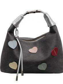 2025 Spring Casual Sweet Pastel Heart Pattern Ladies Shoulder Crossbody Underarm Bag - A Beige - View 4