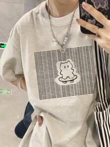 Made In Japan, Spring/Summer Cotton, Round Neck, Loose Fit, Versatile, Simple, English Print Short-Sleeve T-Shirt