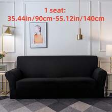 1pc Home Simple Solid Color Milk Silk Stretch Full Cover Sofa Slipcover, Suitable For All Seasons, Pet Proof (Black) - Black - View 12