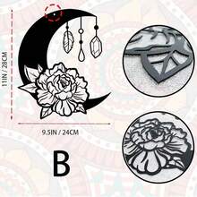 1 szt. Minimalistyczna rzeźba ścienna Mandala Moon - replika sztuki ściennej z metalu, odpowiednia do wystroju domu, modna dekoracja ścienna w stylu boho, odpowiednia na uroczystości, wesela i kreatywne prezenty