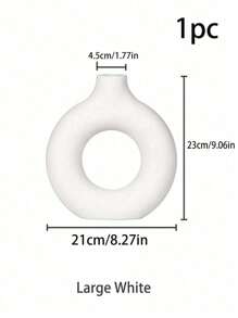 1pc Plastic Donut Shaped Flower Vase, Modern Simplistic Circle Vase Ornament, Ceramic-Like Vase, Creative Home Decor Crafts For Living Room Simple, Elegant And Beautiful Home And Business Place Leisure Place