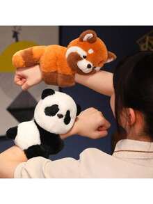 Cute Little Animal With Snap Ring, Sitting Style, Raccoon, Fox, Koala, Panda Doll, Wristband, Party Event Gift, Doll With Snap Ring In Hand - 彩色 - 查看 2