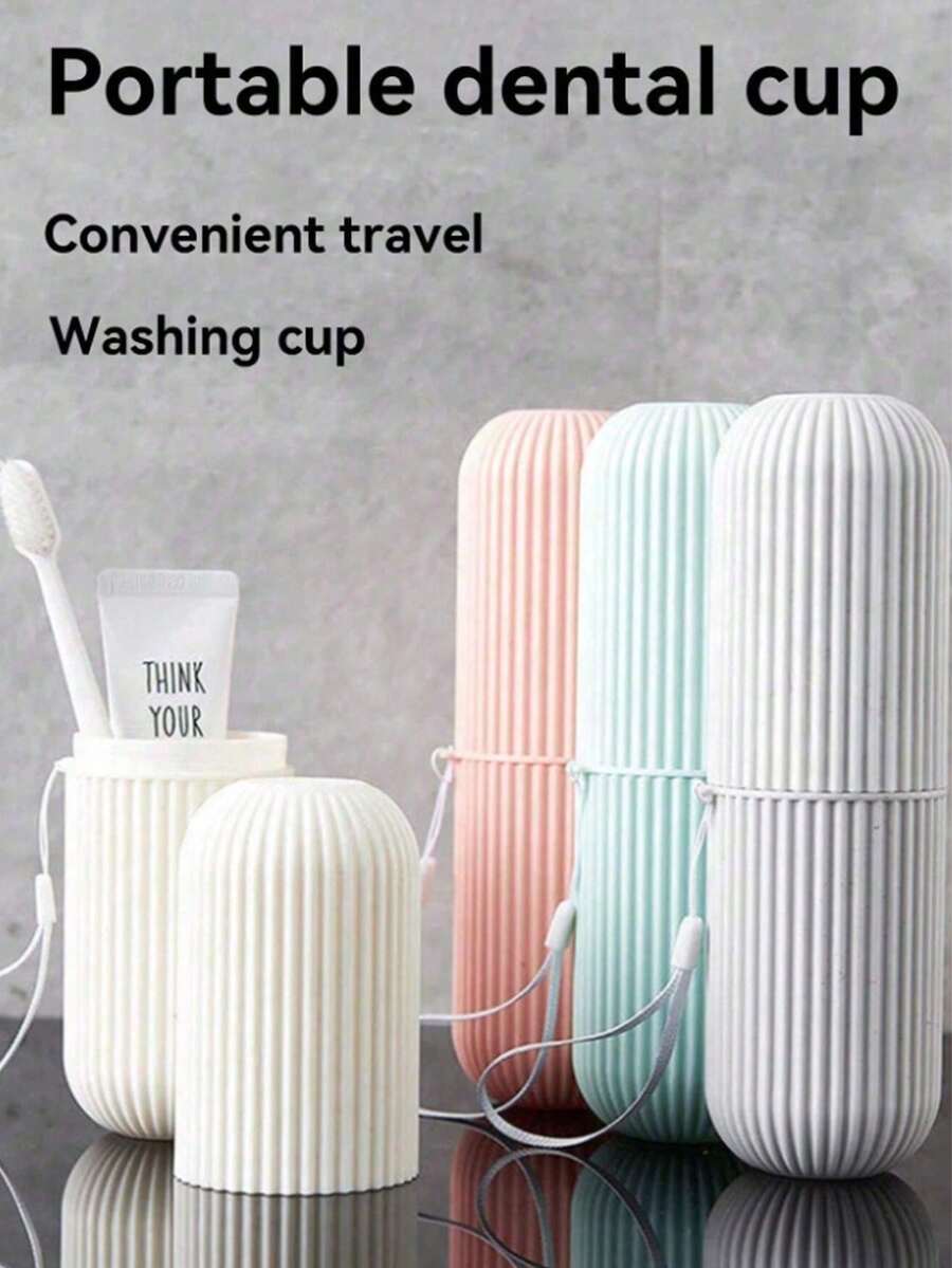 4件套牙刷旅行盒，便携式牙刷杯架，塑料旅行牙刷盒，旅行多功能，可容纳牙刷和牙膏，也可用作牙刷杯家居浴室装饰