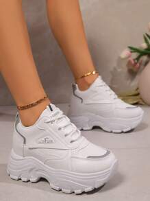 Platform Breathable White Sneakers, New Spring/Autumn Thick Sole Comfortable Sports Casual Chunky Sneakers