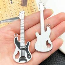 Rockstar DIY Kit: 2/6pcs Elegant Guitar Pendants - Perfect For Band Merch Jewelry Making" (Niche Appeal)
