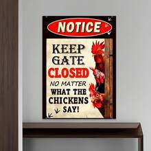 1 pieza Cartel sin marco con diseño de pollo chef con un divertido mensaje de "Cierra la puerta" para decoración del hogar, oficina y casa de campo - Idea de regalo única y decoración de sala conversacional estética para dormitorio, arte de pared de lienzo impermeable, pintura mural para regalo, cocina, comedor, sala de estar, cafetería, bar, decoración de pared, decoración para el hogar y el dormitorio, regalos de cumpleaños y graduación - Multicolor - Ver 5