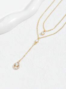 1 colar feminino com corrente de ouro e pingente de pérola, design minimalista moderno, adequado para uso diário