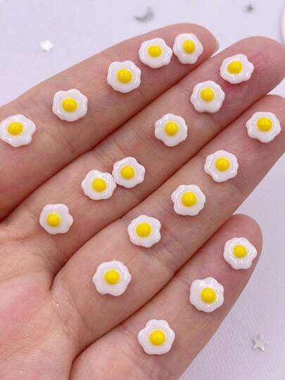 100pcs Resin Colorful Mini Kawaii Egg Art Flat Back Rhinestone Applique DIY Wedding Scrapbook Decor Jewelry Making Accessories Crafts