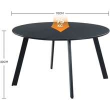 Mesa de centro redonda para exteriores Grand Patio, 70 x 70 cm, ligera, para jardín, terraza, sala de estar, oficina, exterior, interior, balcón, negra