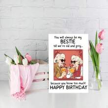 1 Pieza Tarjeta de cumpleaños divertida "Amigo violento" con sobre, adecuada para amigos que saben demasiado-- Diseño de dibujos animados humorístico, en color negro y blanco, adecuada para celebrar la amistad pasivamente agresiva, tarjetas de amistad, tarjetas de cumpleaños para amigos y hermanas - Multicolor - Ver 6