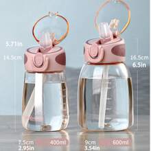 Botella de agua portátil a prueba de fugas - Diseño lindo y compacto para hombres y mujeres, plástico libre de PVC, ideal para actividades al aire libre y viajes. Botella con diseño de escala de tiempo de alta calidad para hombres y mujeres, de plástico transparente a prueba de fugas