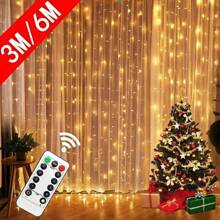 1 Stück USB Vorhang Lichterkette, 8 Beleuchtungsmodi, warm/weiß/farbwechselnd, mit Fernbedienung, geeignet für Zuhause, Schlafzimmer, Weihnachtsbaum, Halloween, Erntedankfest, Hochzeitsfeier, Innendekor, Weihnachtsgeschenk