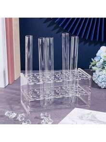 1PC 12/18-Slot Acrylic Test Tube Rack - Crystal Clear Laboratory Stand With Non-Slip Base & 16mm Universal Holes, Shatterproof Design - For Chemistry Labs, Perfume Displays, DIY Science Projects - Centrifuge Tube Holder - Lab Organization Supplies - Transparent Display Stand - STEM Education Tools - Beauty Product Organizer,School Supplies,Back To School