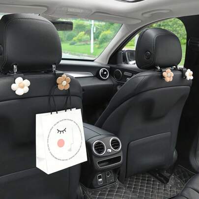 Cute Floral Pattern Car Seat Headrest Hook, Car Seat Back Hanger Hook