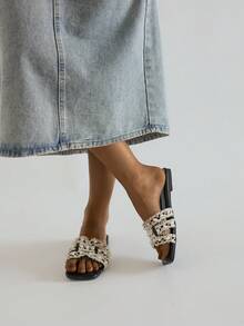 SRSOO Dép xỏ ngón đế bằng phong cách Bohemian mùa hè mới 2025, dép đi biển đế mềm cho nữ - màu đen - Xem 5