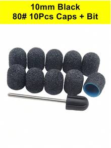 Easy Nail 10个指甲打磨帽，带10毫米钻头，适用于足部锉刀、去茧器、美甲修脚抛光，#80 #120 #180 粉色紫色