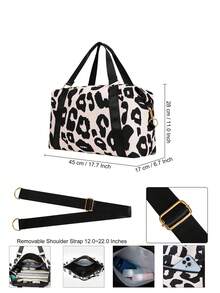 1pc Casual Leopard Print Large Capacity Gym Bag, Fashion Versatile, New Minimalist Travel Luggage, Personalized Lightweight, Suitable For Business Travel, Weekend Trips, Luggage Storage, Fashion Versatile, Can Be Used As Carry-On Luggage, College Bag, Travel Bag, Weekend Travel Bag, Hospital Bag, Leopard Print Holiday Winter Edition