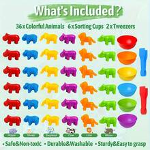 Counting Animals Toys Matching Game With Sorting Bowls , Preschool Learning Activities Montessori Sensory Fine Motor Toys Set, For Math Color Sorting Gifts, For Toddlers Kids Age 3+ Old Boys Girls
