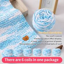 6 écheveaux de laine + 1 accessoire ours Écharpe faite main DIY Laine chenille avec petit ours, laine épaisse en pack, cadeau pour lui/elle