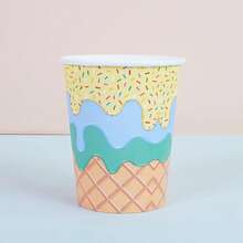 68/10 件冰淇淋、7 英寸、9 英寸、纸杯、纸巾 - 冰淇淋派对用品、冰淇淋印花一次性纸盘，适用于生日、婴儿派对、草坪婚礼装饰、甜甜圈和餐巾派对用品 - 彩色 - 查看 11